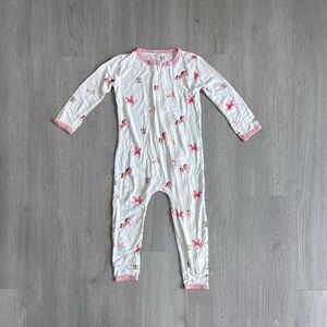 NWOT Kate Baby Pink Unicorns Zipper Romper- Size 3T